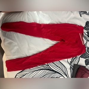 Fabletics high wasted Red Workout Leggings with back mesh card pockets
